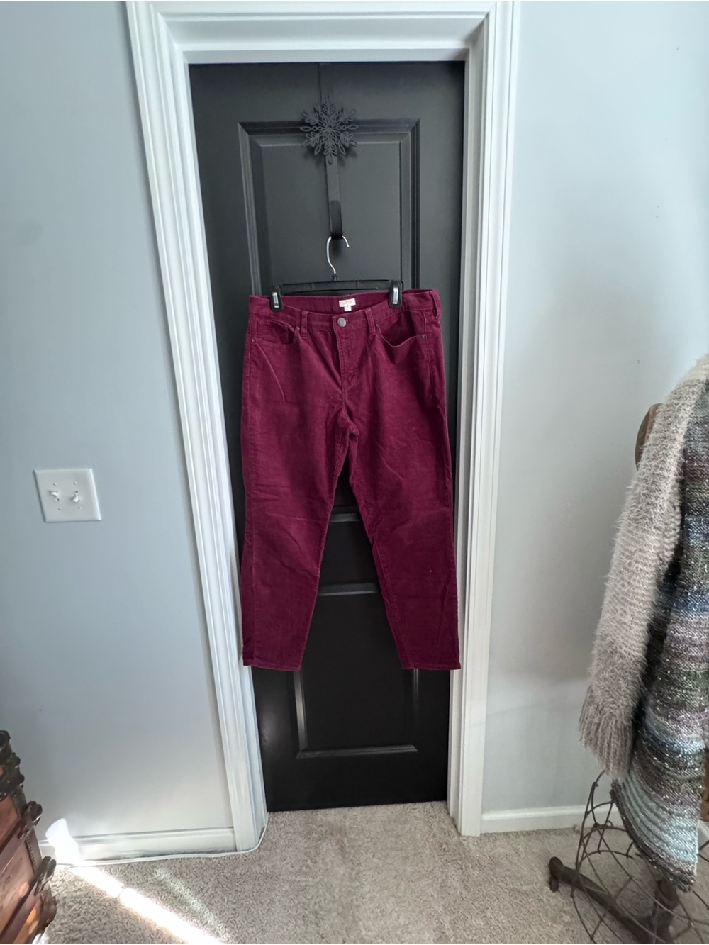 J. Crew Straight-Leg Corduroy Jeans in Burgundy